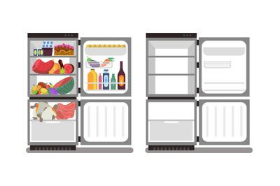 Filled with food and empty refrigerators vector