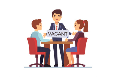 Job interview with hr managements man with table vacant