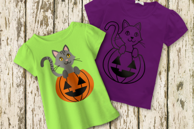 Halloween Pumpkin Cat | SVG | PNG | DXF