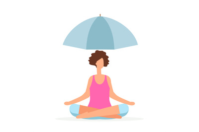 Meditation saves girl vector concept. Girl meditates