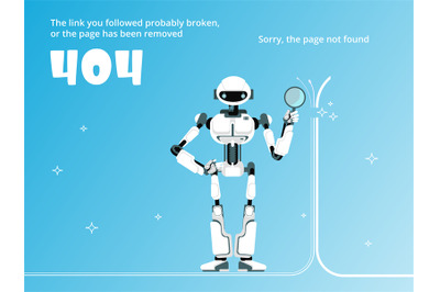 Page not found or 404 Error template with robot vector