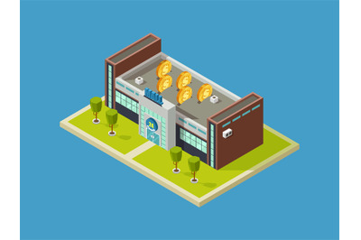 Shopping mall isometric vector design. Shopping center