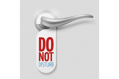 Silver door handle with do not disturb white blank