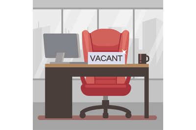 Vacant workplace flat vector illustration. Boss office with big work c