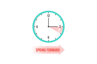 Spring forward. Clock showing daylight saving time. Summer time vector