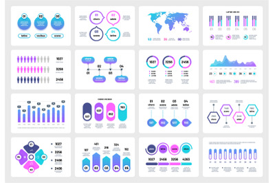 Presentation infographic elements. Graphs charts corporate report time