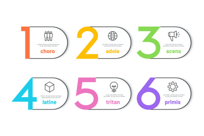 Step infograph. 6 options business timeline calendar, organization wor