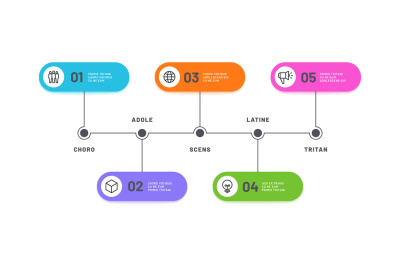 Process infographic. Timeline with 5 steps. Business five options info