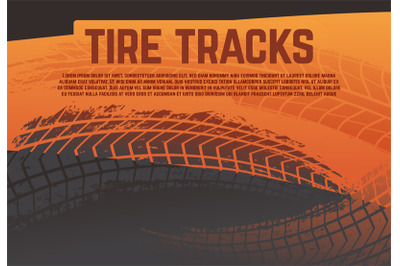 Tire tread tracks background. Grunge racing tire road marks. Abstract