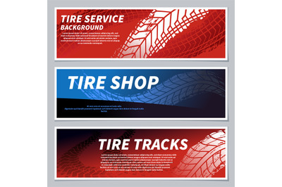 Tire tread tracks banners. Motorcycle&2C; car and race bike dirty grunge