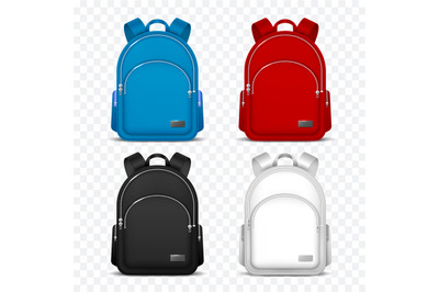 School rucksack. Kids backpacks. Front view travel bag for backpacking