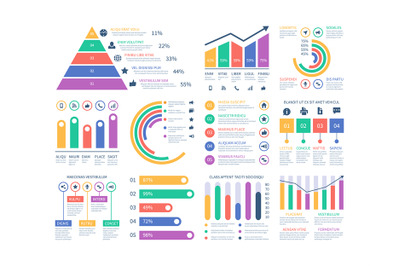 Analytics infographics elements. Data graphic, marketing chart diagram