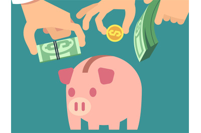 Saving money flat vector concept illustration style