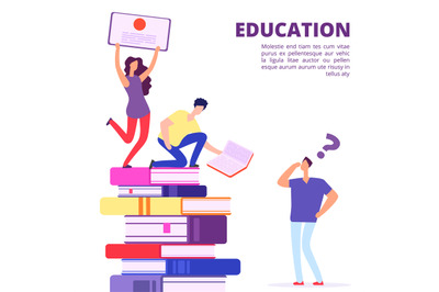 Education through books and self-study vector illustration. Help and s