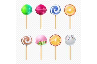 Lollipops vector realistic isolated on transparent background