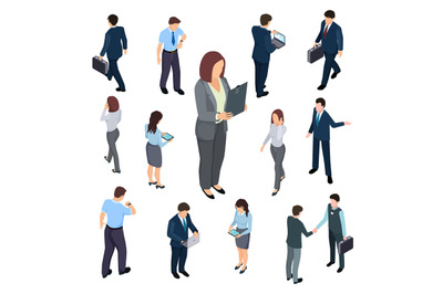 3D isometric business people vector of set