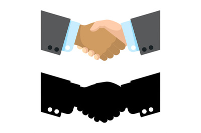 Flat and black silhouette handshake vector illustration