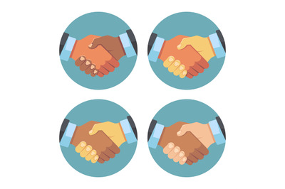 International business partnership, handshake vector icons set