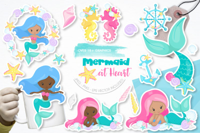 Mermaid at Heart graphic and illustrations