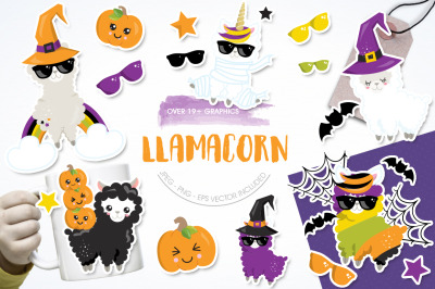 Llamacorn graphic and illustrations