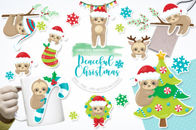 Peaceful Christmas graphic and illustrations