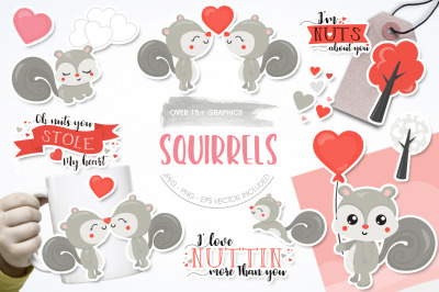 Squirrels graphic and illustration