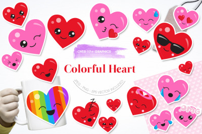 Colorful Heart graphic and illustrations