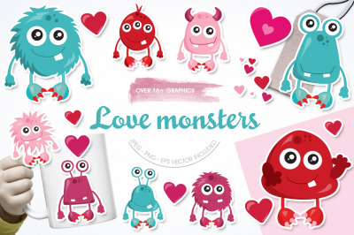 Love Monster graphic and illustrations