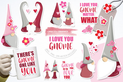 I love you Gnome graphic and illustrations