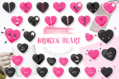 Broken Heart graphic and illustration