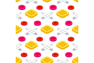 Sewing equpments, safety pins and buttons seamless pattern