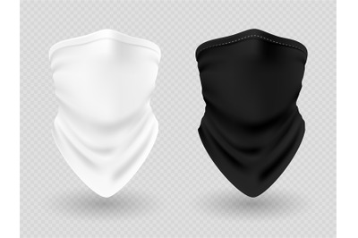 Realistic face bandana or biker scarfs isolated