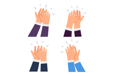 Flat vector clapping hands icons isolated on white background