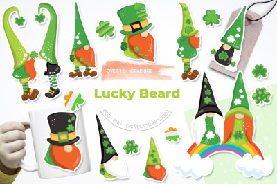 Lucky Beard graphic and illustration