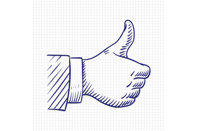 Thumbs up like hand sketch vector illustration