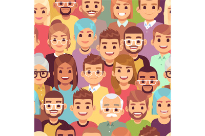 People seamless pattern. Multi ethnic men and women. African, european