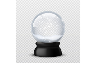 Snow ball. Christmas and new year realistic crystal with snow&2C; xmas ma