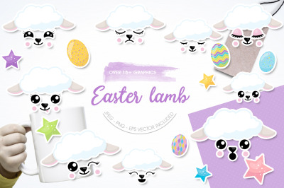 Easter Lambs graphic and illustration