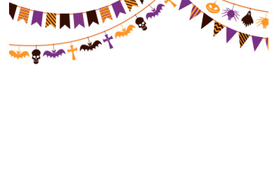 Halloween garland background. 31st october carnival with flags garland