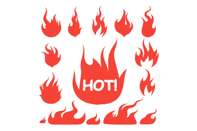 Tattoo fire symbol. Vintage red hot flaming fires burn abstract isolat