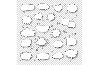 Cartoon thought bubble set. comic empty talk and speech balloons or cl