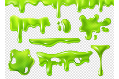 Green slime. Slimy purulent blots, goo splashes and mucus smudges. Rea