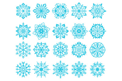 Snowflakes. Winter christmas flake snowflake design set, frozen orname