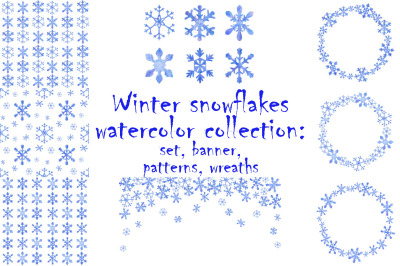 Watercolor snowflakes collection