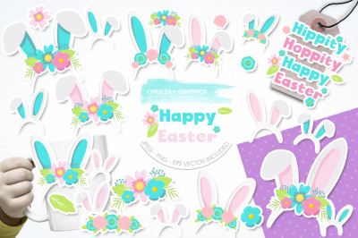 Happy Easter graphic and illustration