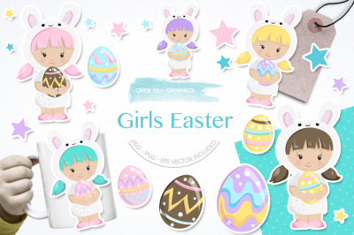 Girl Easter graphic and illustration