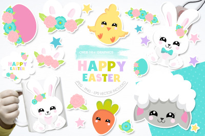 Happy Easter graphic and illustration