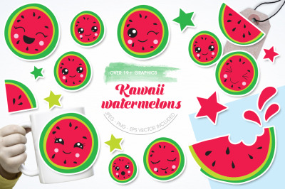 Kawaii Watermelons graphic and illustration