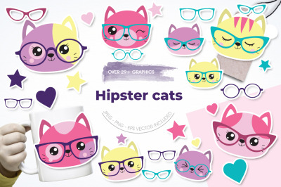 Hipsters Cats graphic and illustration