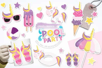 Pool Party graphic and illustration